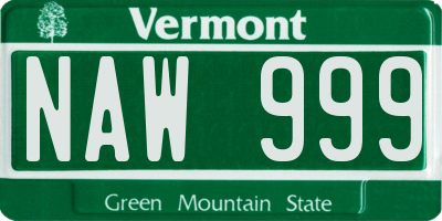 VT license plate NAW999
