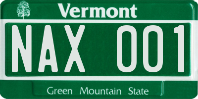 VT license plate NAX001