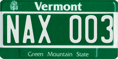 VT license plate NAX003