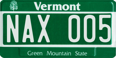 VT license plate NAX005