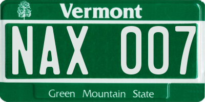 VT license plate NAX007