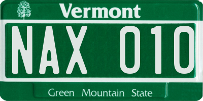 VT license plate NAX010