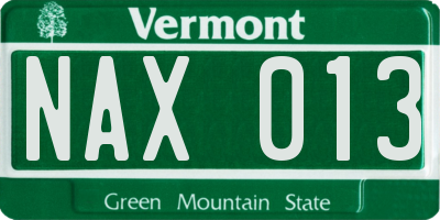 VT license plate NAX013