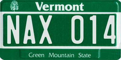 VT license plate NAX014