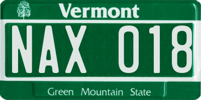 VT license plate NAX018