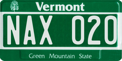 VT license plate NAX020