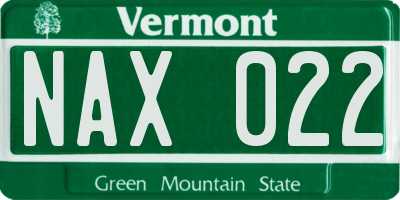 VT license plate NAX022
