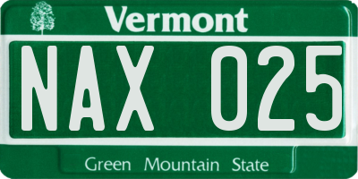 VT license plate NAX025