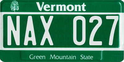 VT license plate NAX027