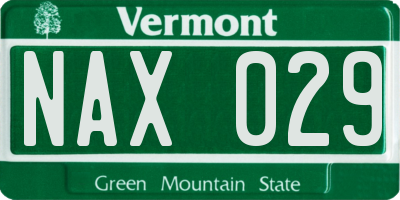 VT license plate NAX029