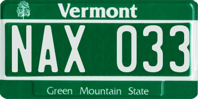 VT license plate NAX033