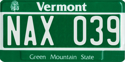 VT license plate NAX039