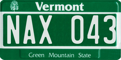 VT license plate NAX043