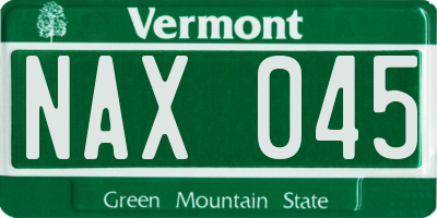 VT license plate NAX045