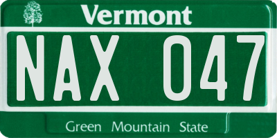 VT license plate NAX047