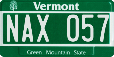 VT license plate NAX057