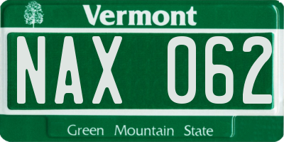 VT license plate NAX062