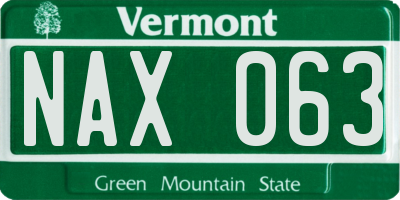VT license plate NAX063