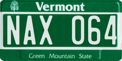 VT license plate NAX064