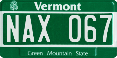 VT license plate NAX067
