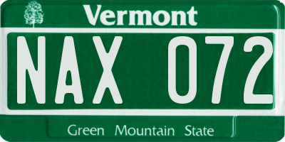 VT license plate NAX072