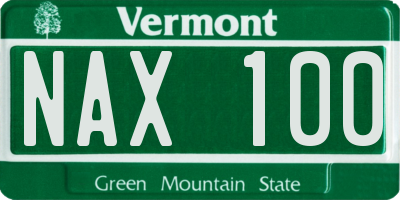 VT license plate NAX100