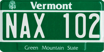 VT license plate NAX102