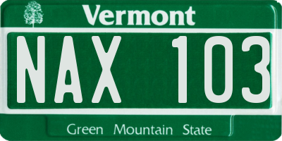 VT license plate NAX103