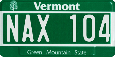 VT license plate NAX104