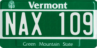 VT license plate NAX109