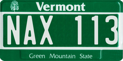 VT license plate NAX113