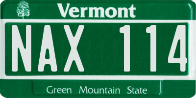 VT license plate NAX114