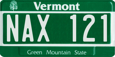 VT license plate NAX121