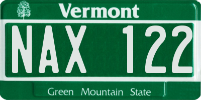 VT license plate NAX122