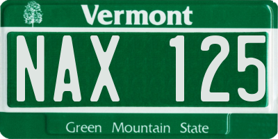 VT license plate NAX125