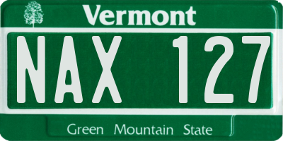 VT license plate NAX127