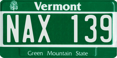 VT license plate NAX139