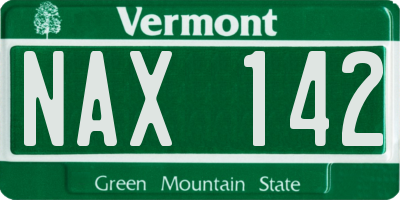 VT license plate NAX142