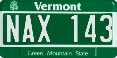 VT license plate NAX143