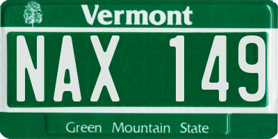 VT license plate NAX149