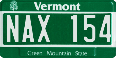 VT license plate NAX154