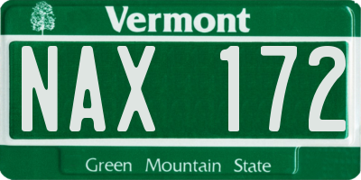 VT license plate NAX172