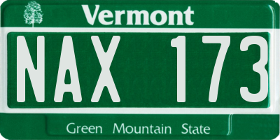 VT license plate NAX173