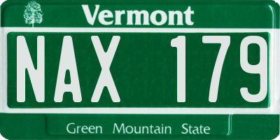 VT license plate NAX179