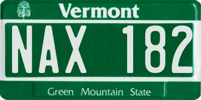 VT license plate NAX182