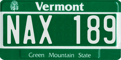 VT license plate NAX189