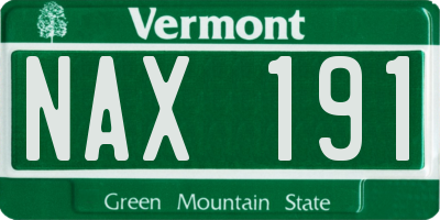 VT license plate NAX191
