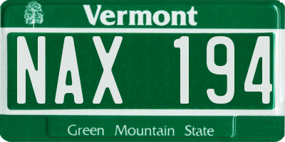 VT license plate NAX194