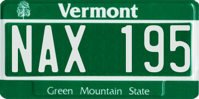 VT license plate NAX195