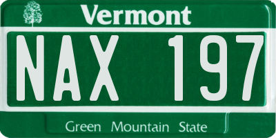 VT license plate NAX197